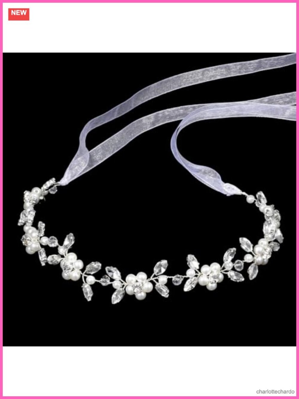 Crystal Pearl Flower Girl Headband Bridal Headpiece Rhinestone Leaves